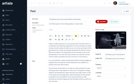 Desarrollo web a medida - Publicación de una Evaluación - Artiista