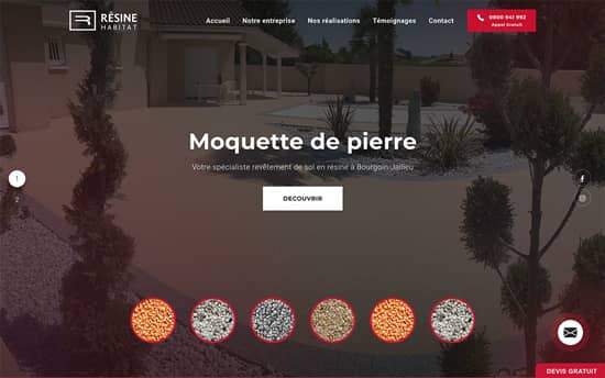 Rediseño web a medida para un artesano, empresa de construcción - Résine Habitat Bourgoin-Jallieu (Lyon - Francia)