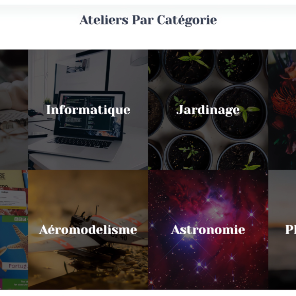 Rediseño web con Wordpress: Categorías de los talleres de la 