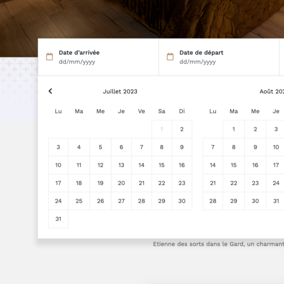 Diseño web sistema de reserva online con Wordpress: Selección de la fecha de reserva - G&D Le Splendid