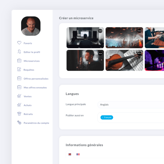 Desarrollo web a medida: publicación de un microtrabajo para marketplace de música y audio - Artiista Francia